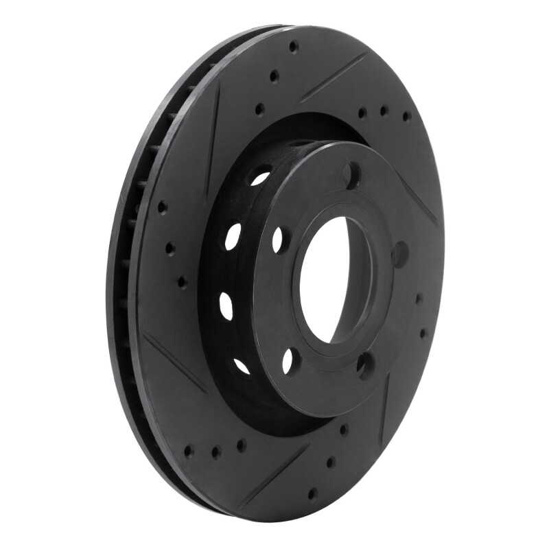 Audi A8 Brake Rotor (1) - Rear Left - R1 Concepts - Drilled & Slotted - Black - `00-`03